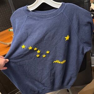 Hanes Vintage Alaska crew neck Blue Sweatshirt with Yellow Stars
